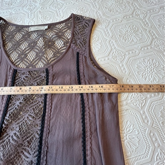 Cream Sleeveless Purple & Black Ombré Top Sz 38 EUC - Picture 9 of 11